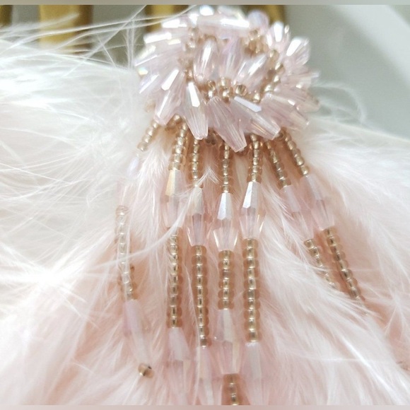 Like New! Free People Mandela Pink Jeweled Cascading Feather Earrings So Boho! - Picture 2 of 3